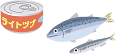 ツナ缶やサバ、イワシなどの小型魚